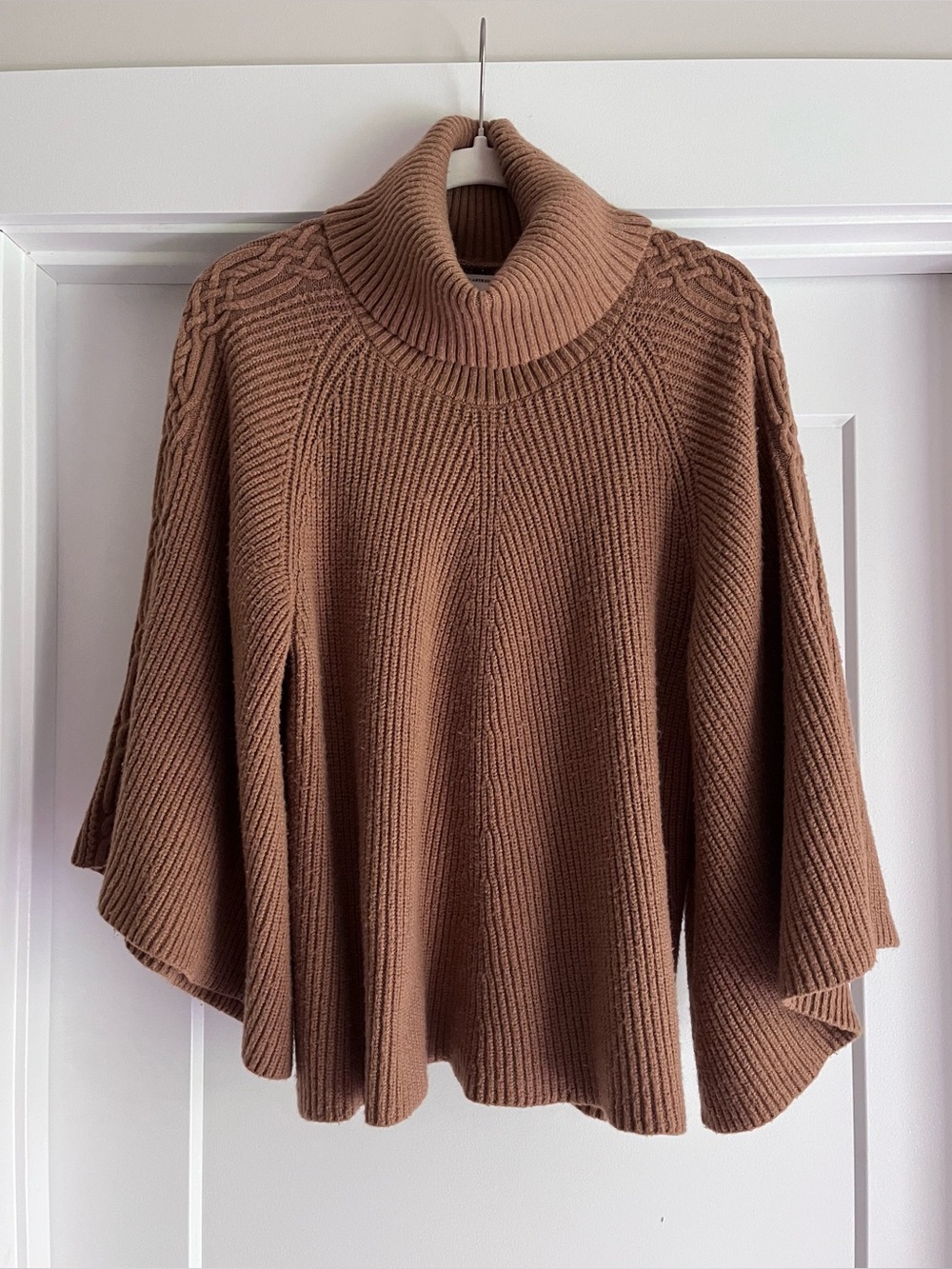 Anthropologie brown viscose sweater turtle neck oversized XS/S